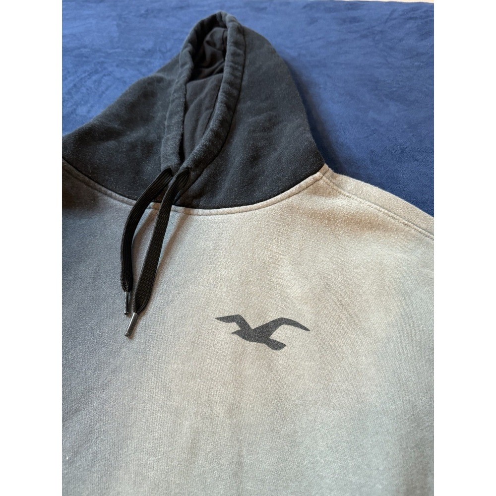 Hollister Black Gray Ombre Hoodie Mens Pullover Sweatshirt Sz XL